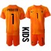 Nederland Remko Pasveer #1 Keeper Bortedraktsett Barn VM 2022 Korte ermer (+ Korte bukser)